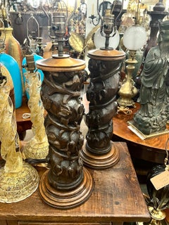Pair of Twisting Column Table Lamps