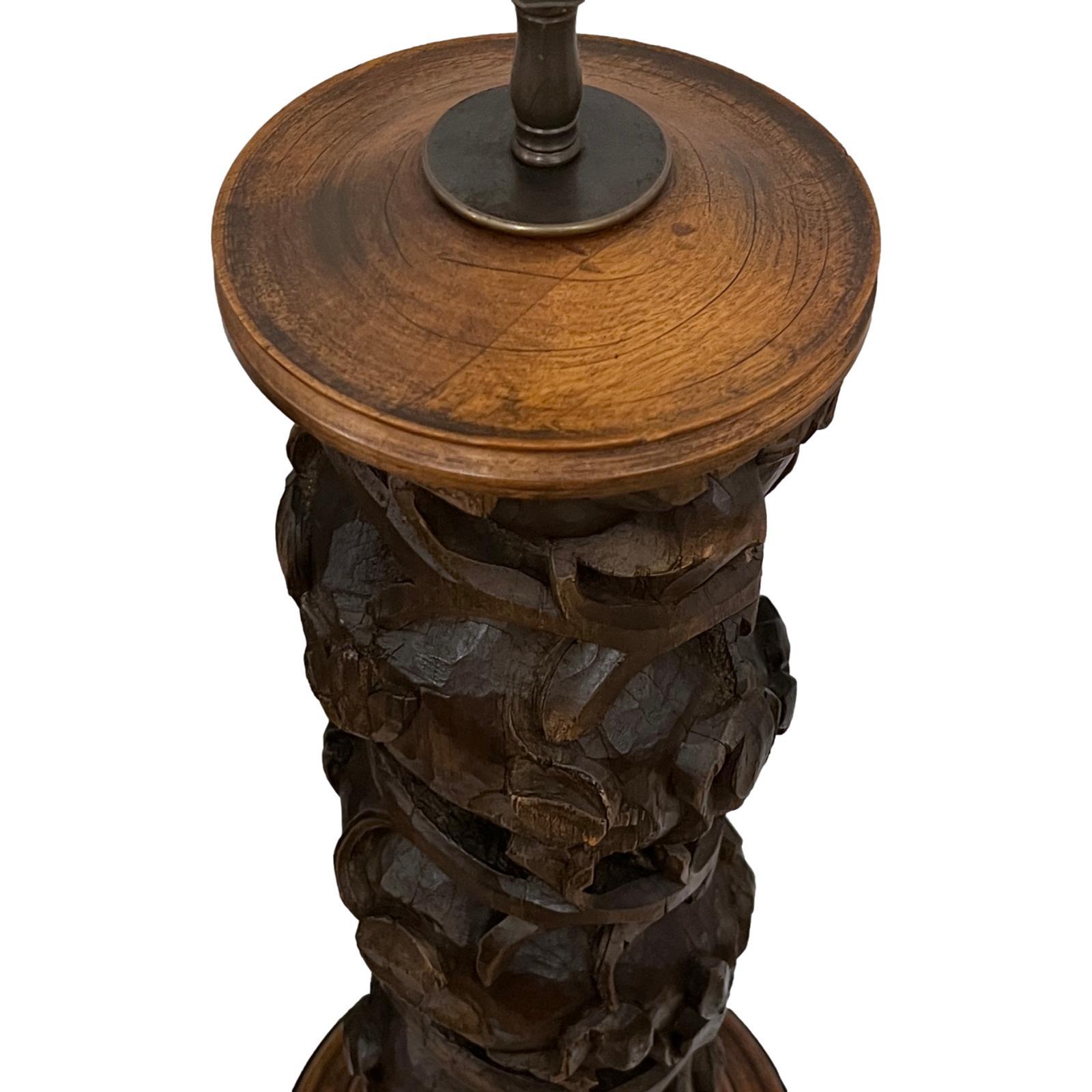 Spanish Pair of Twisting Column Table Lamps For Sale