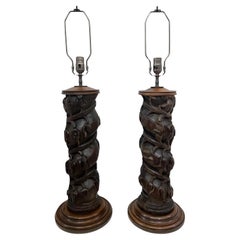 Paar Tischlampen mit gedrehter Säule