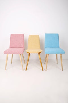 Pair of Two Mid Century Baby Pink Chairs, 1960s, Poland