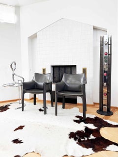 Pair of Two 70s Cassina Cab 413 Armchairs Mario Bellini Elephant Grey / Gray