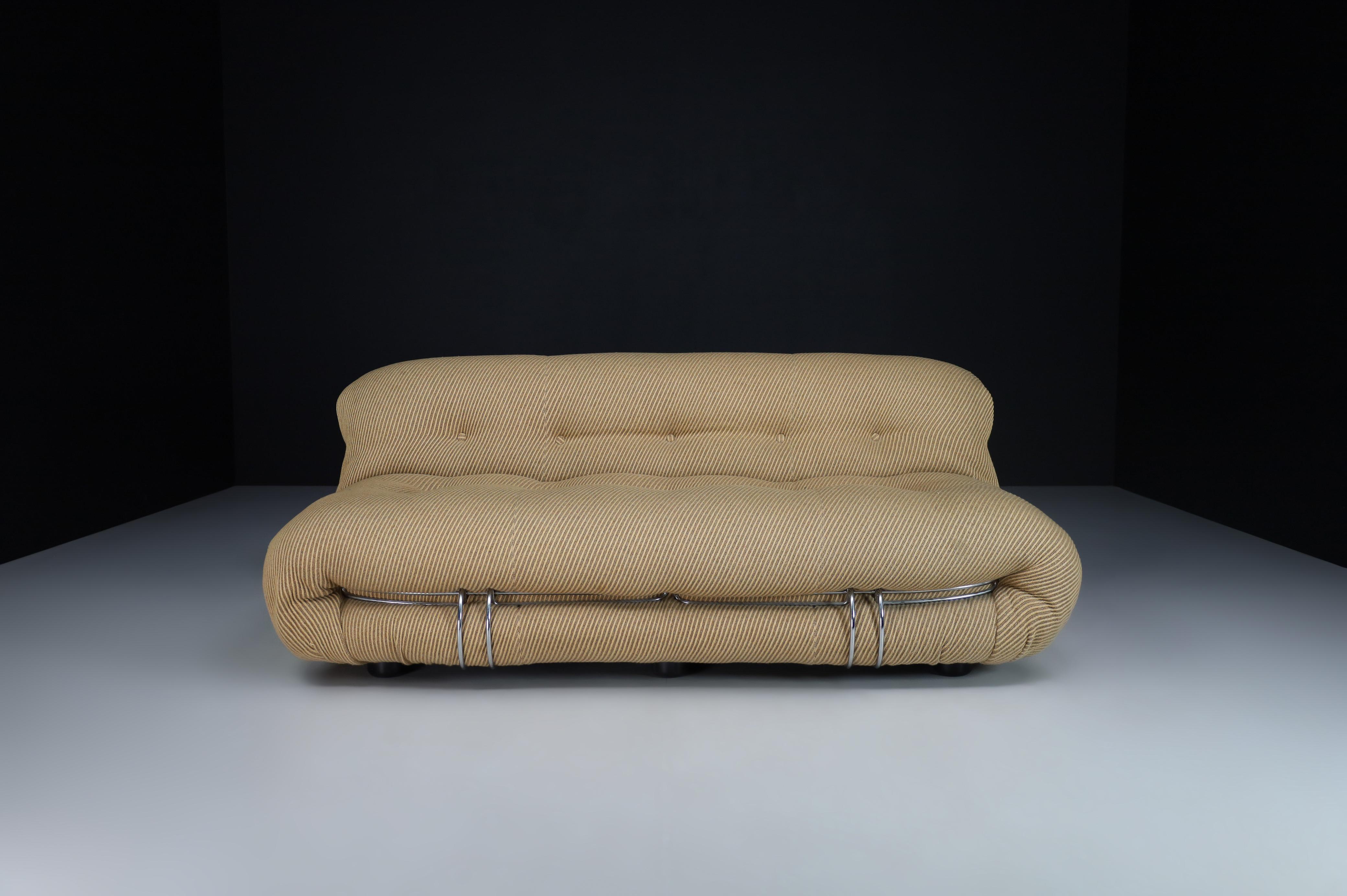 Pair of Two Afra & Tobia Scarpa 'Soriana' Sofas in Original Fabric, Italy, 1969s 3