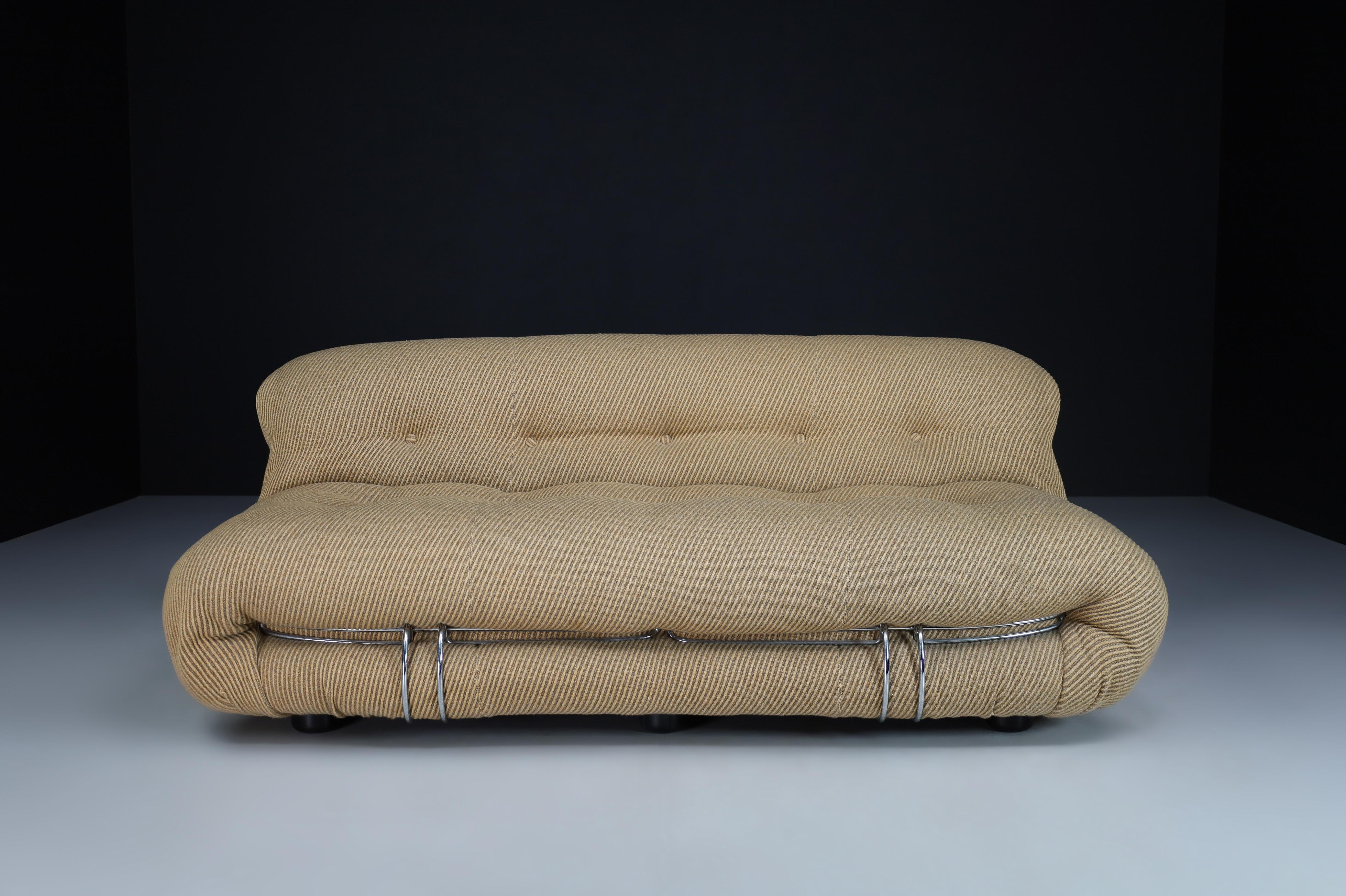 Pair of Two Afra & Tobia Scarpa 'Soriana' Sofas in Original Fabric, Italy, 1969s 4