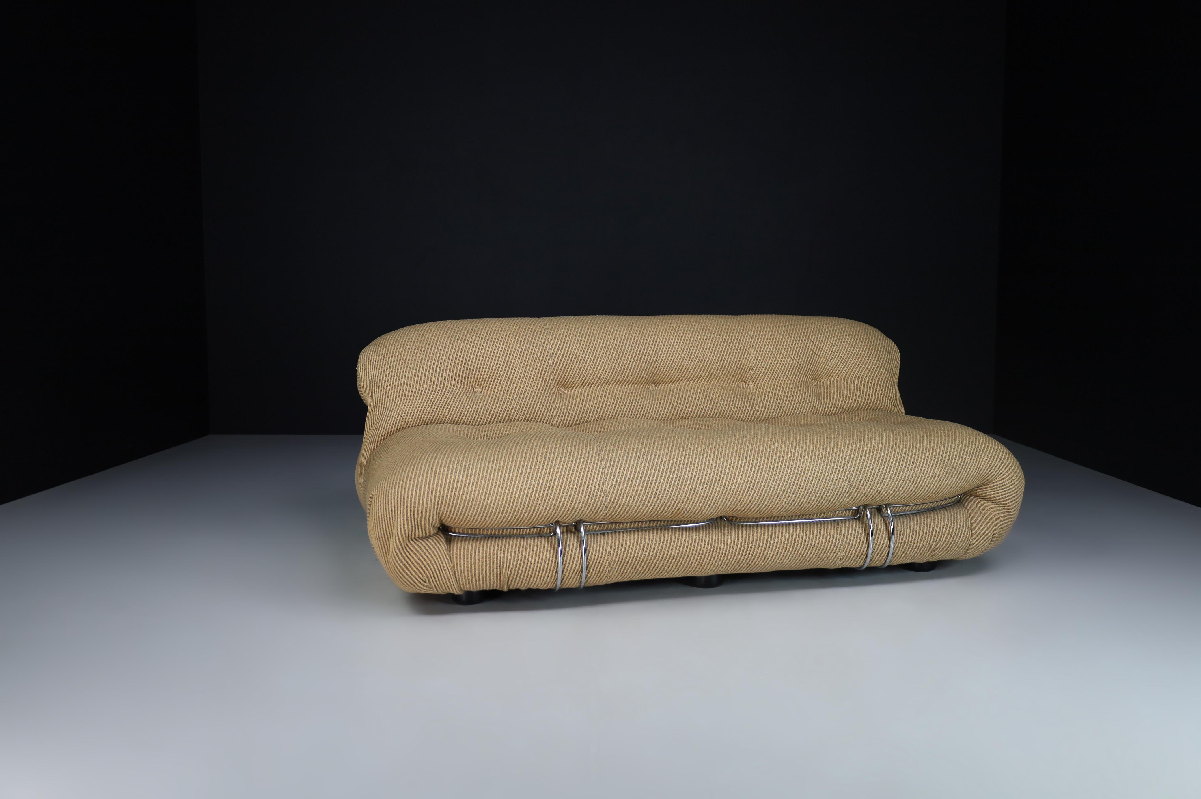 20th Century Pair of Two Afra & Tobia Scarpa 'Soriana' Sofas in Original Fabric, Italy, 1969s