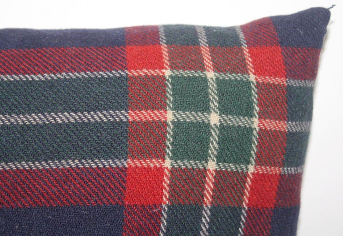 Hand-Woven Pair of Two Amazing Wool Plaid Blanket Pillows For Sale