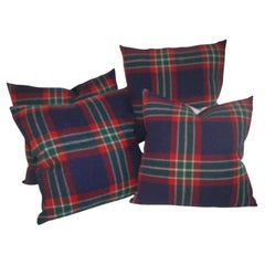 Pair of Two Amazing Wool Plaid Blanket Pillows