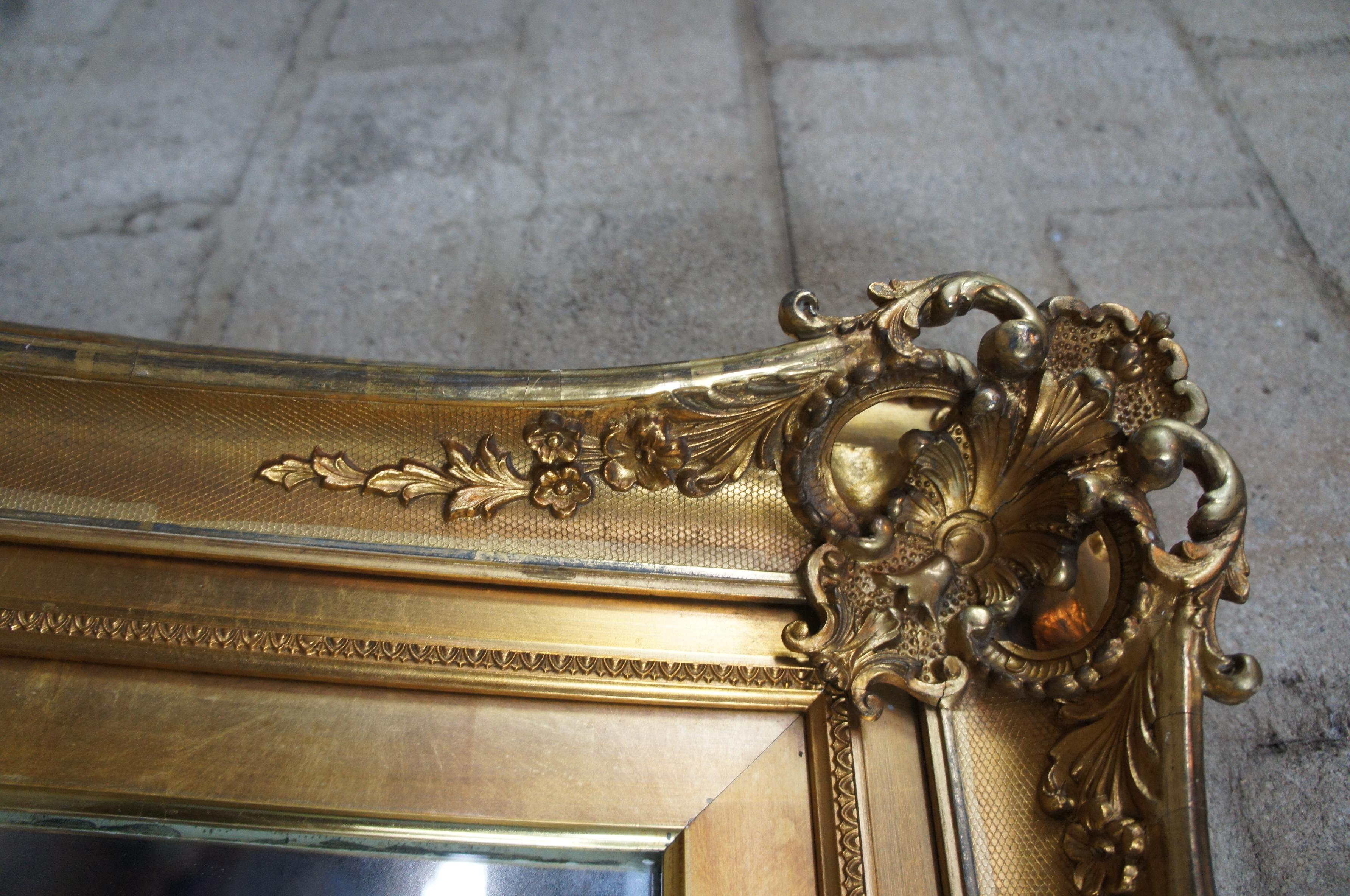 Pair of Two Antique French Gold Wall Hanging Entryway Vanity Mirrors 2