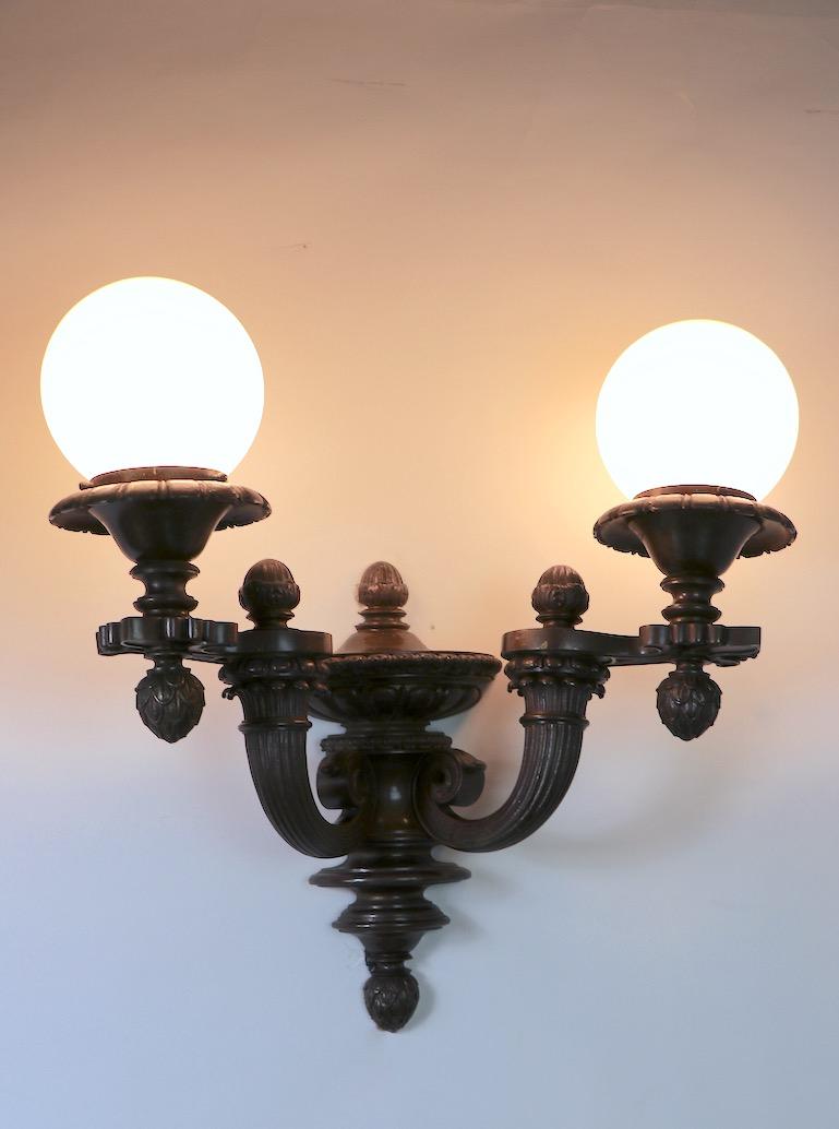 Pair of Two-Arm Architectural Scale Sconces in the Beaux Art Style 5
