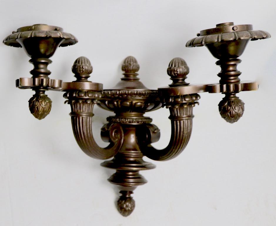 Pair of Two-Arm Architectural Scale Sconces in the Beaux Art Style 7
