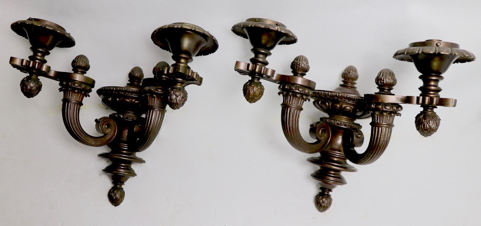 Pair of Two-Arm Architectural Scale Sconces in the Beaux Art Style 8