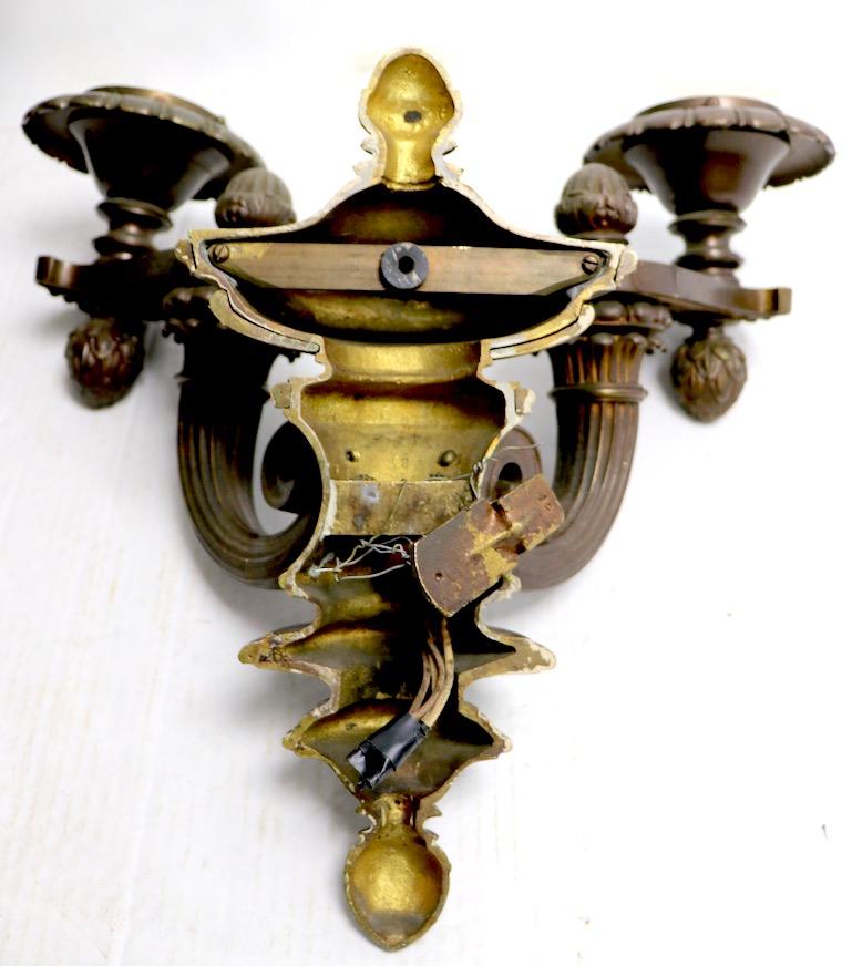 Pair of Two-Arm Architectural Scale Sconces in the Beaux Art Style 9