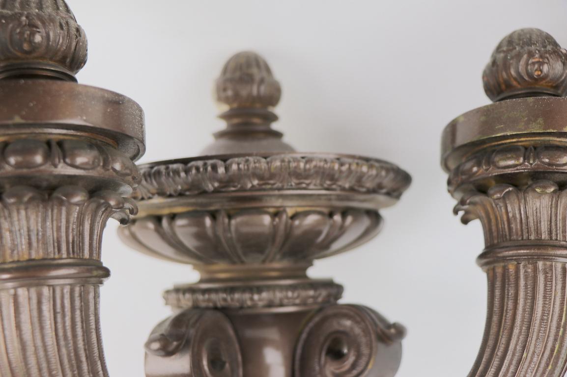 Beaux Arts Pair of Two-Arm Architectural Scale Sconces in the Beaux Art Style