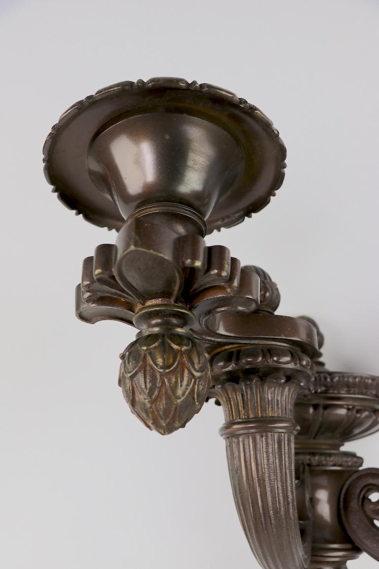Pair of Two-Arm Architectural Scale Sconces in the Beaux Art Style In Good Condition In New York, NY
