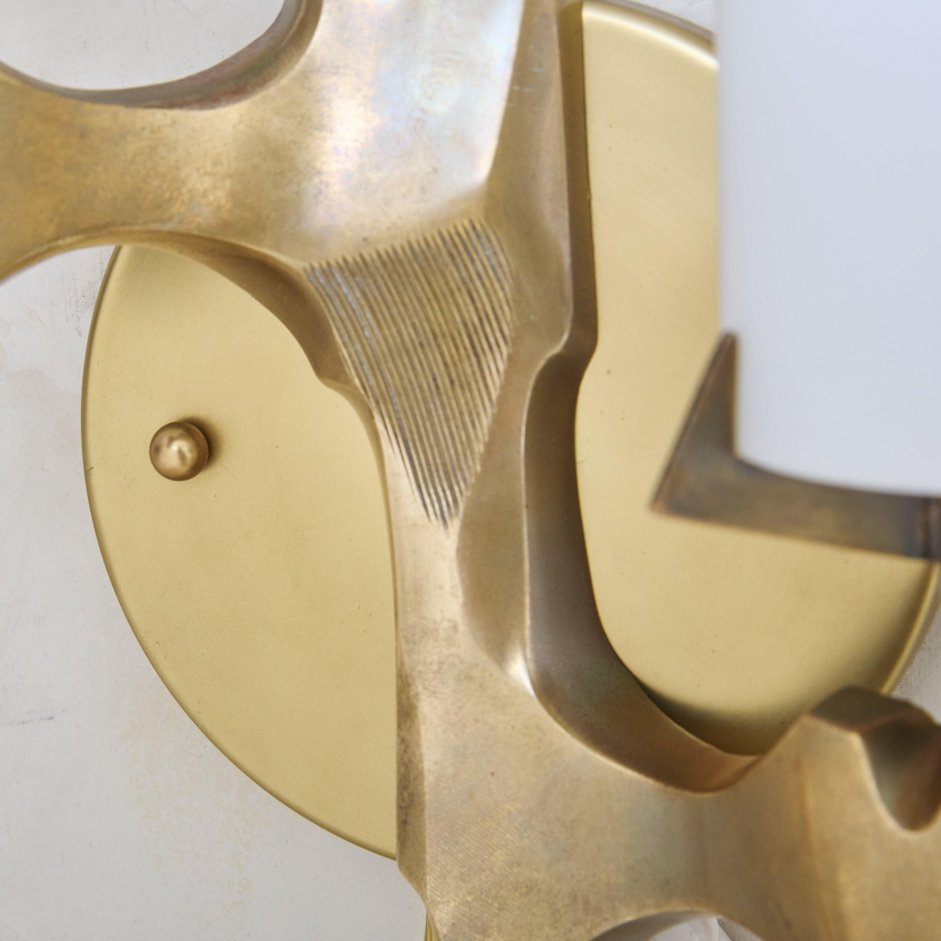 Pair of Two-Arm Gilt Bronze + Opaline Glass Sconces by Maison Arlus, France For Sale 3