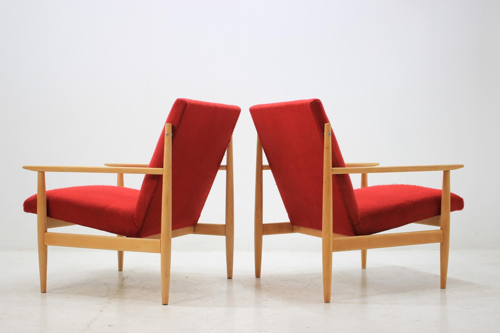 Mid-Century Modern Pair of Two Armchairs, 1960s For Sale