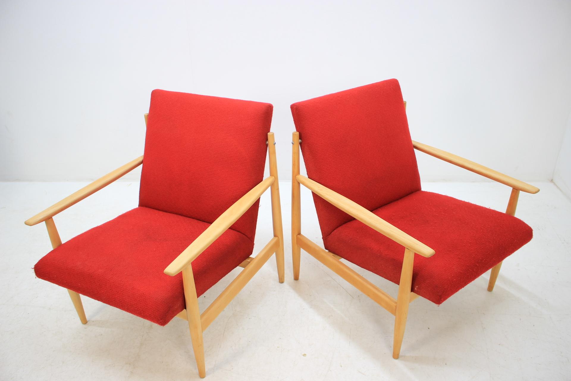 Mid-20th Century Pair of Two Armchairs, 1960s For Sale