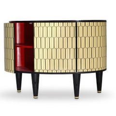 Pair of Two Art Deco Style Curved Cabinets with Resin Inlay By Matteo Cibic