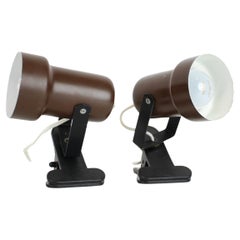 Paire de lampes de table attachables avec un clip, années 1970, Tchécoslovaquie
