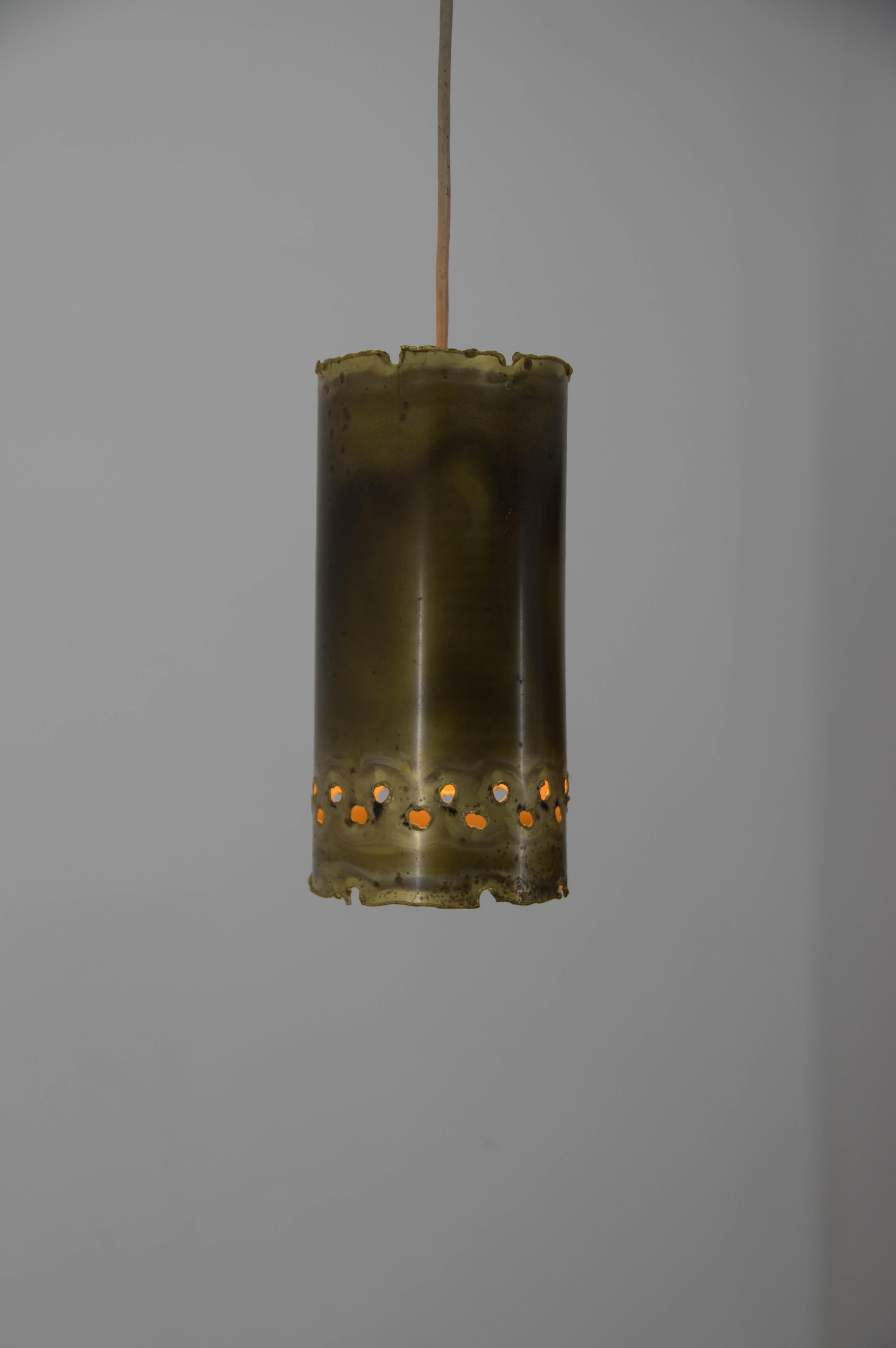 Pair of Two Brutalist Brass Pendants by Svend Aage Holm Sørensen, 1960s In Good Condition For Sale In Praha, CZ