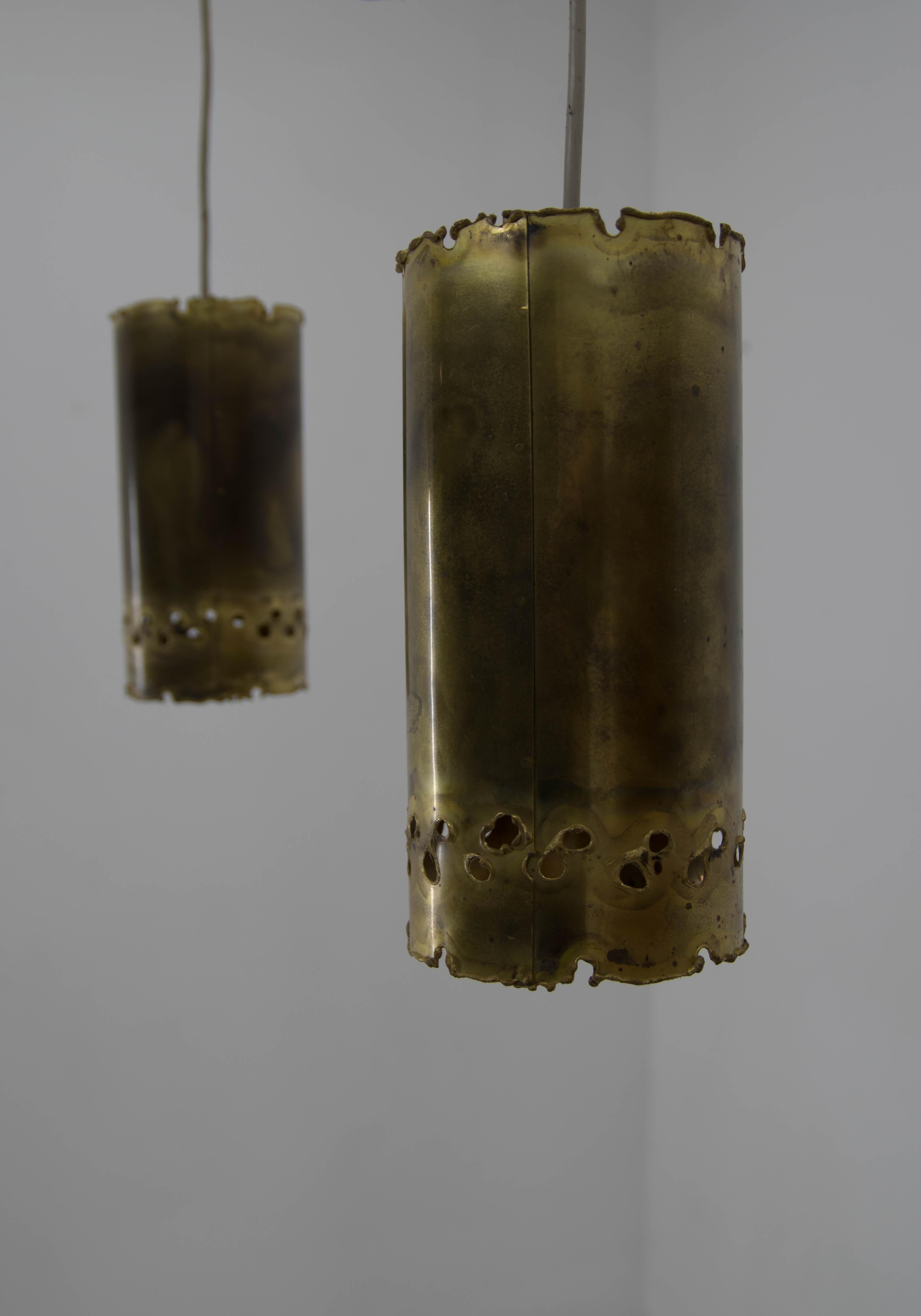 Pair of Two Brutalist Brass Pendants by Svend Aage Holm Sørensen, 1960s For Sale 2