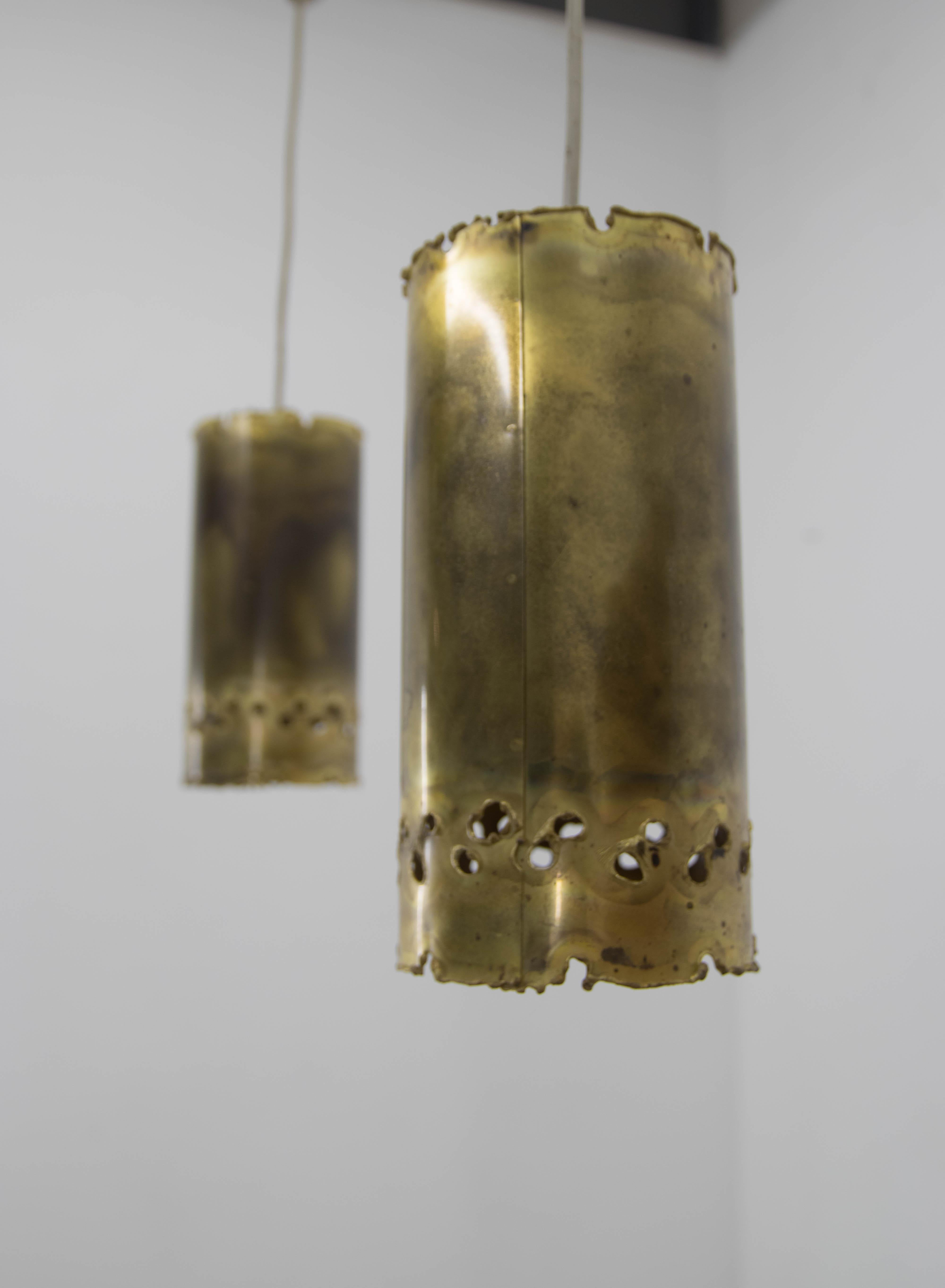 Pair of Two Brutalist Brass Pendants by Svend Aage Holm Sørensen, 1960s For Sale 3