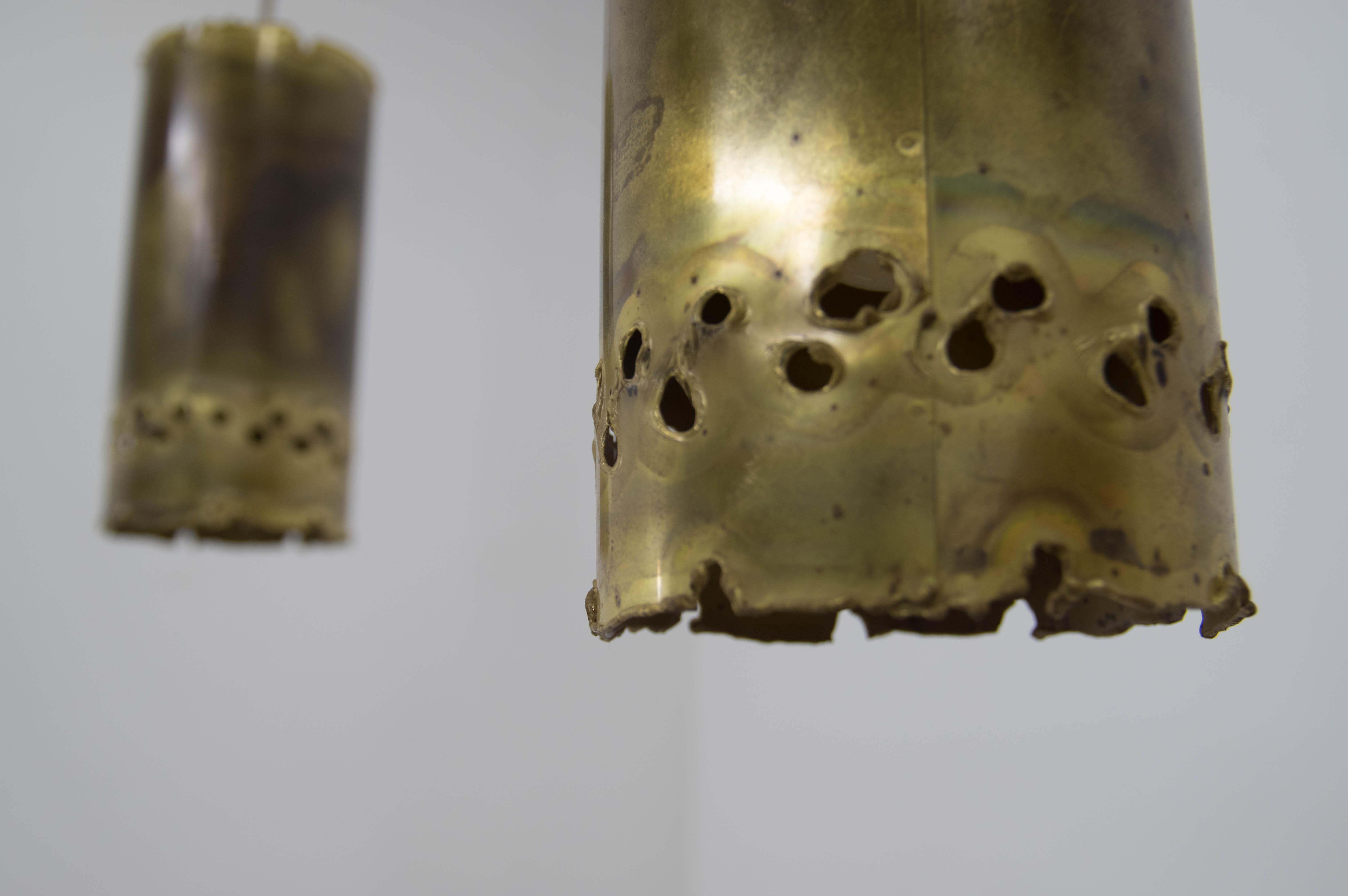 Pair of Two Brutalist Brass Pendants by Svend Aage Holm Sørensen, 1960s For Sale 4