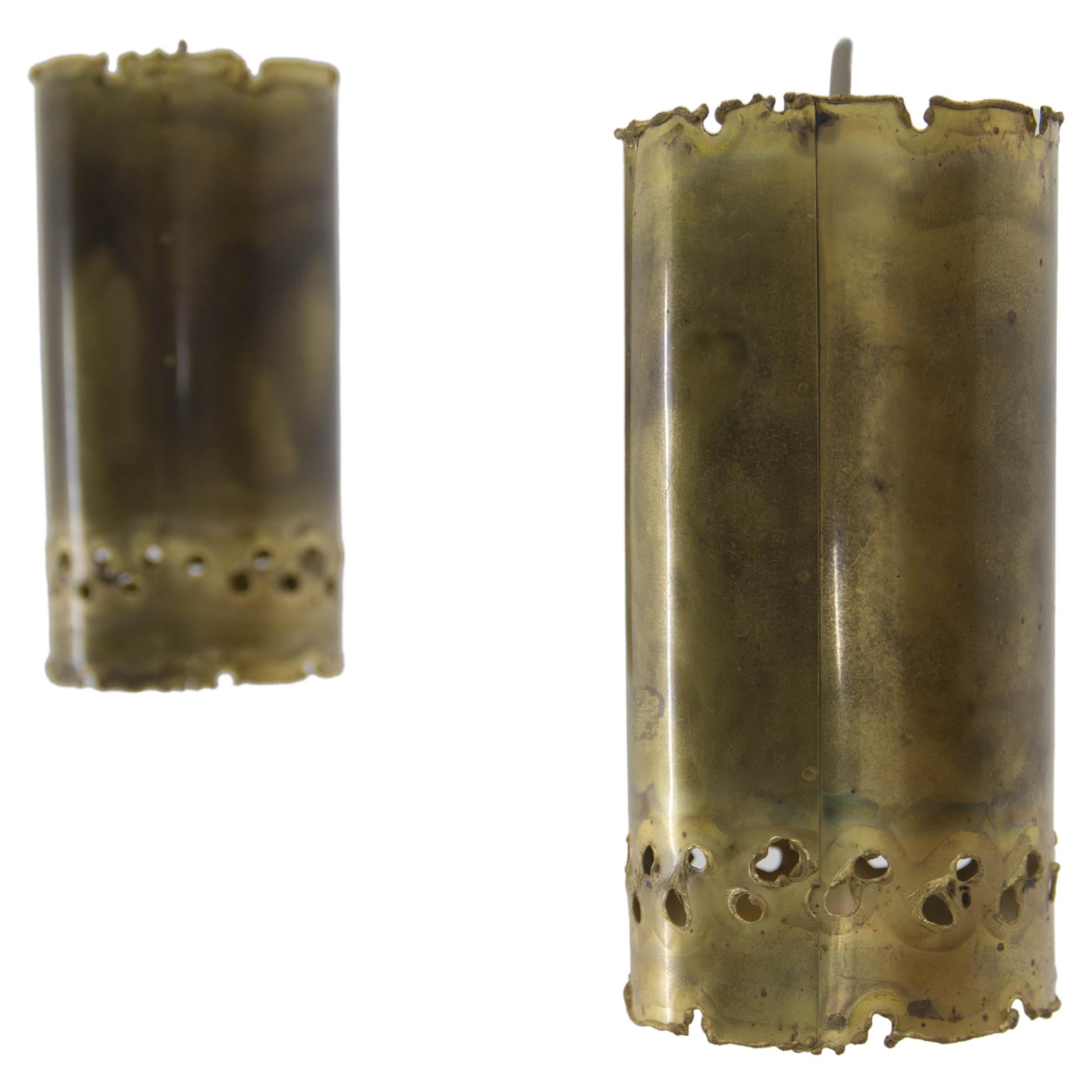 Pair of Two Brutalist Brass Pendants by Svend Aage Holm Sørensen, 1960s For Sale