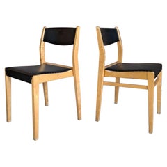 Pair of Two Chairs in Birch and Black Lace, 1960