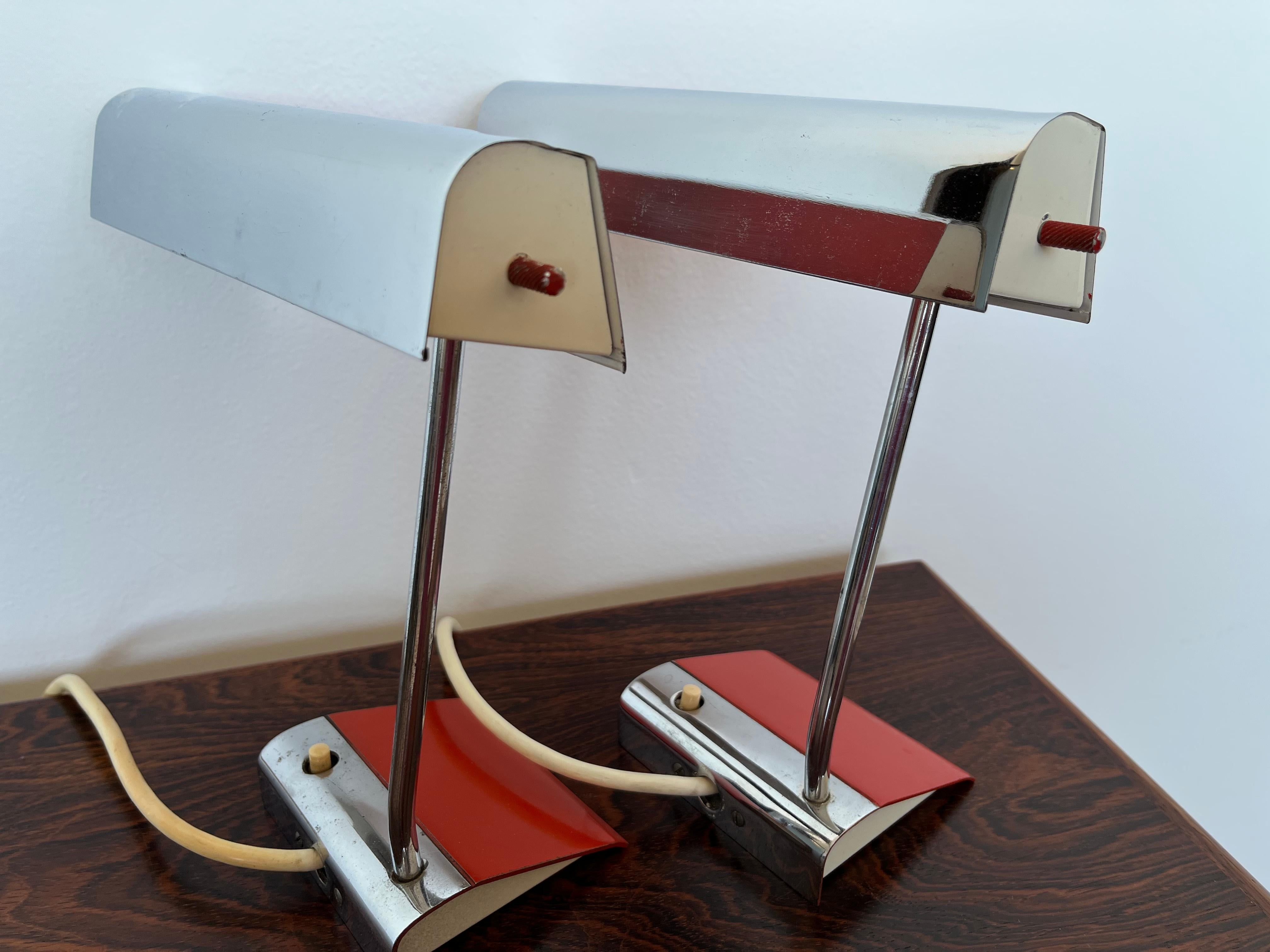 Mid-Century Modern Pair of Two Design Mid Century Table Lamps by Drupol, 1960s / Czechoslovakia For Sale