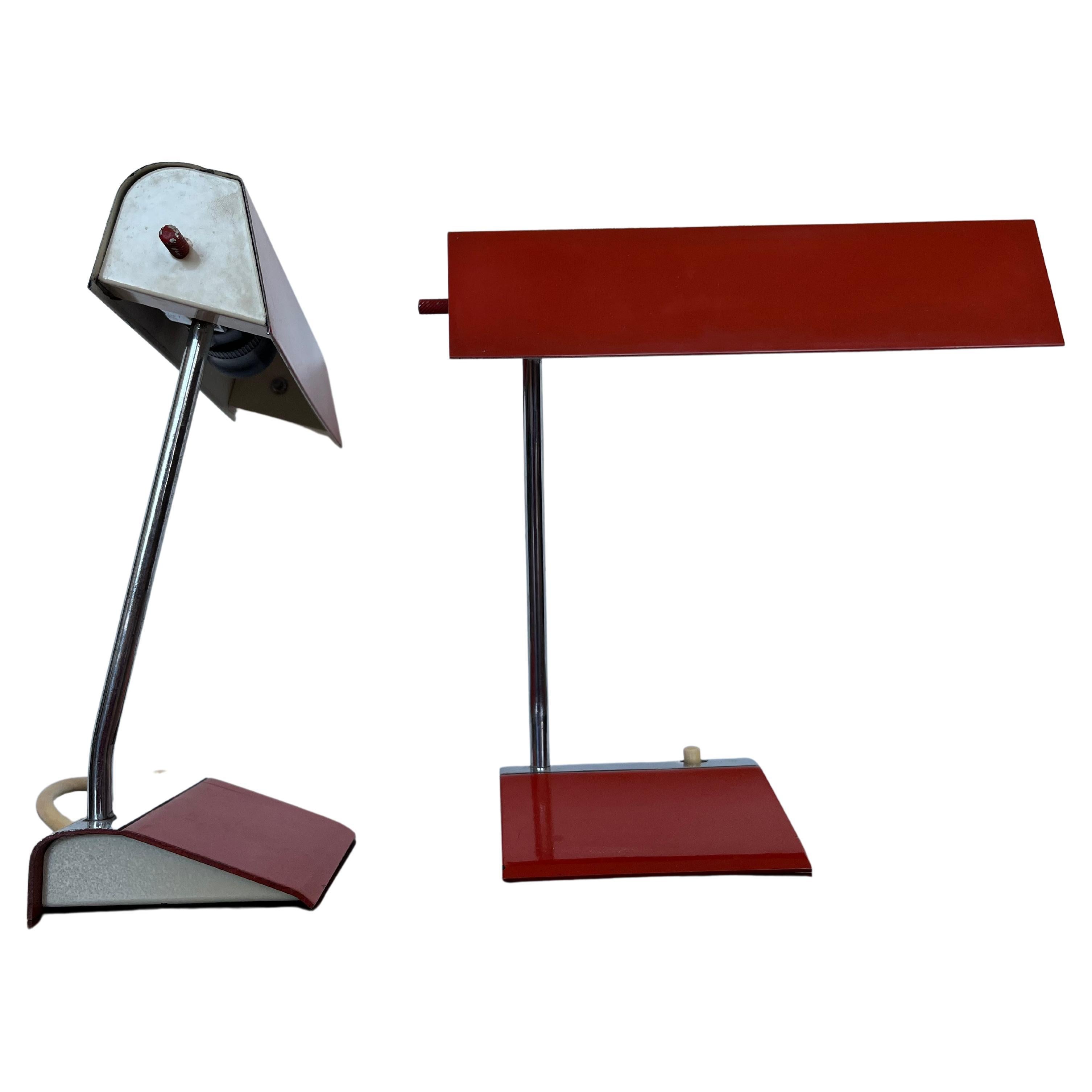 Paire de deux lampes de bureau design mi-siècle moderne par Drupol, années 1960 / Tchécoslovaquie