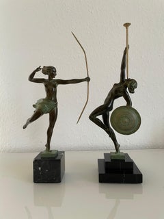 Paire de deux sculptures différentes d'Atalante et de Jericho par Max Le Verrier