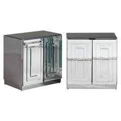 Pair of Two Door Mirrored Side Cabinets, 1970s