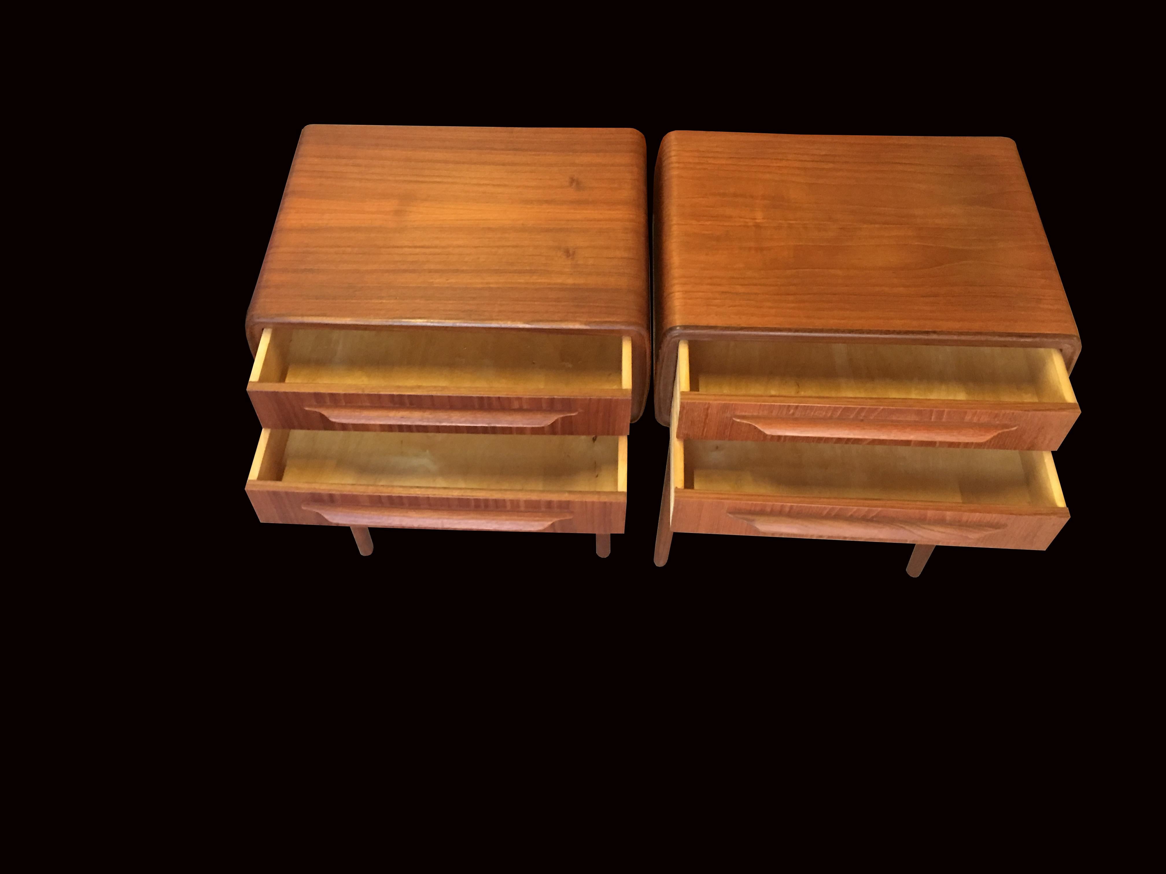 Mid-Century Modern Pair of Two-Drawer Teak Bedside Tables by Johannes Andersen for CFC Silkeborg
