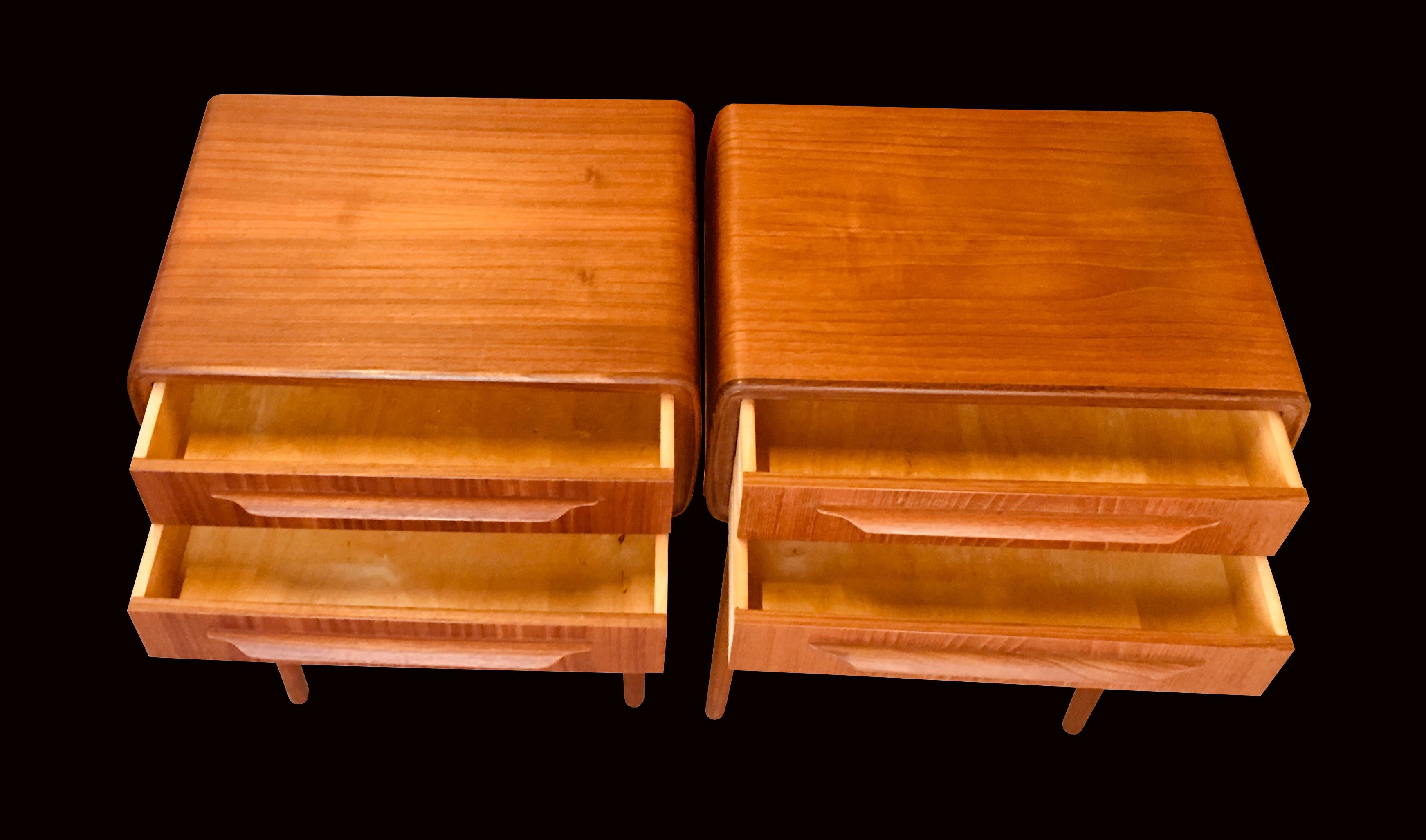 Danish Pair of Two-Drawer Teak Bedside Tables by Johannes Andersen for CFC Silkeborg