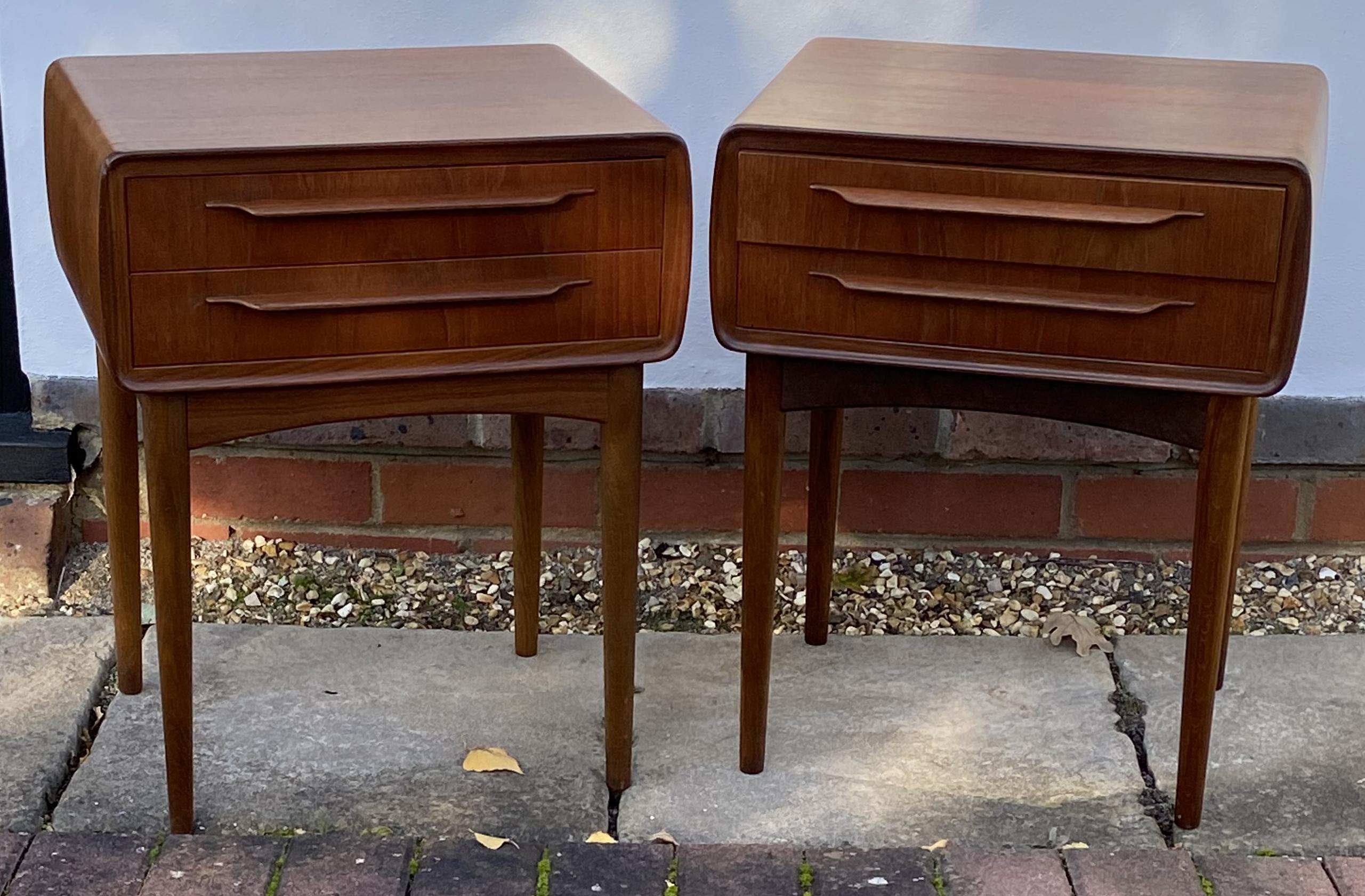 Danish Pair of Two-Drawer Teak Bedside Tables by Johannes Andersen for CFC Silkeborg