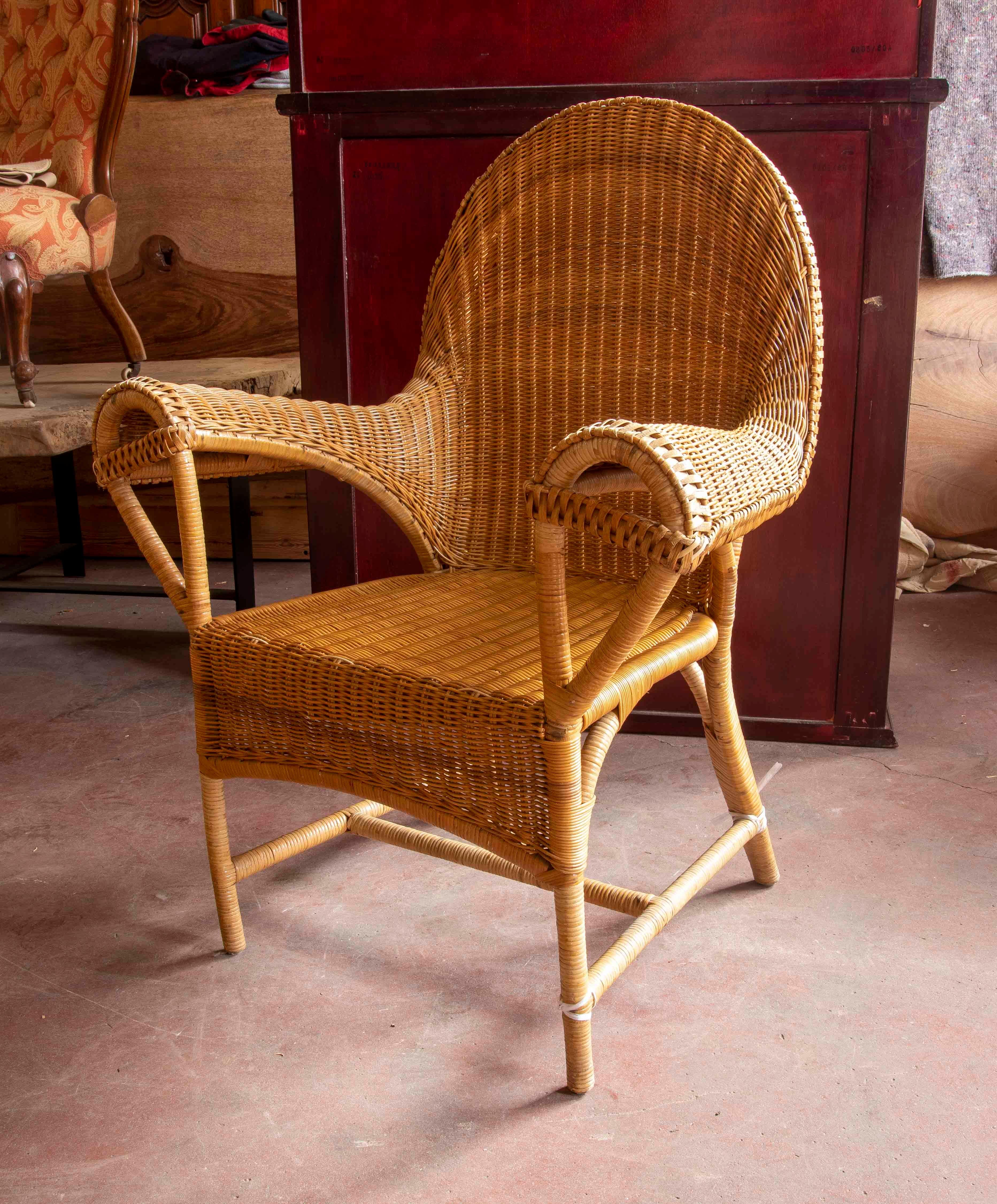Pair of Two Fabulous Bamboo and Wicker Design Armchairs  In Good Condition For Sale In Marbella, ES