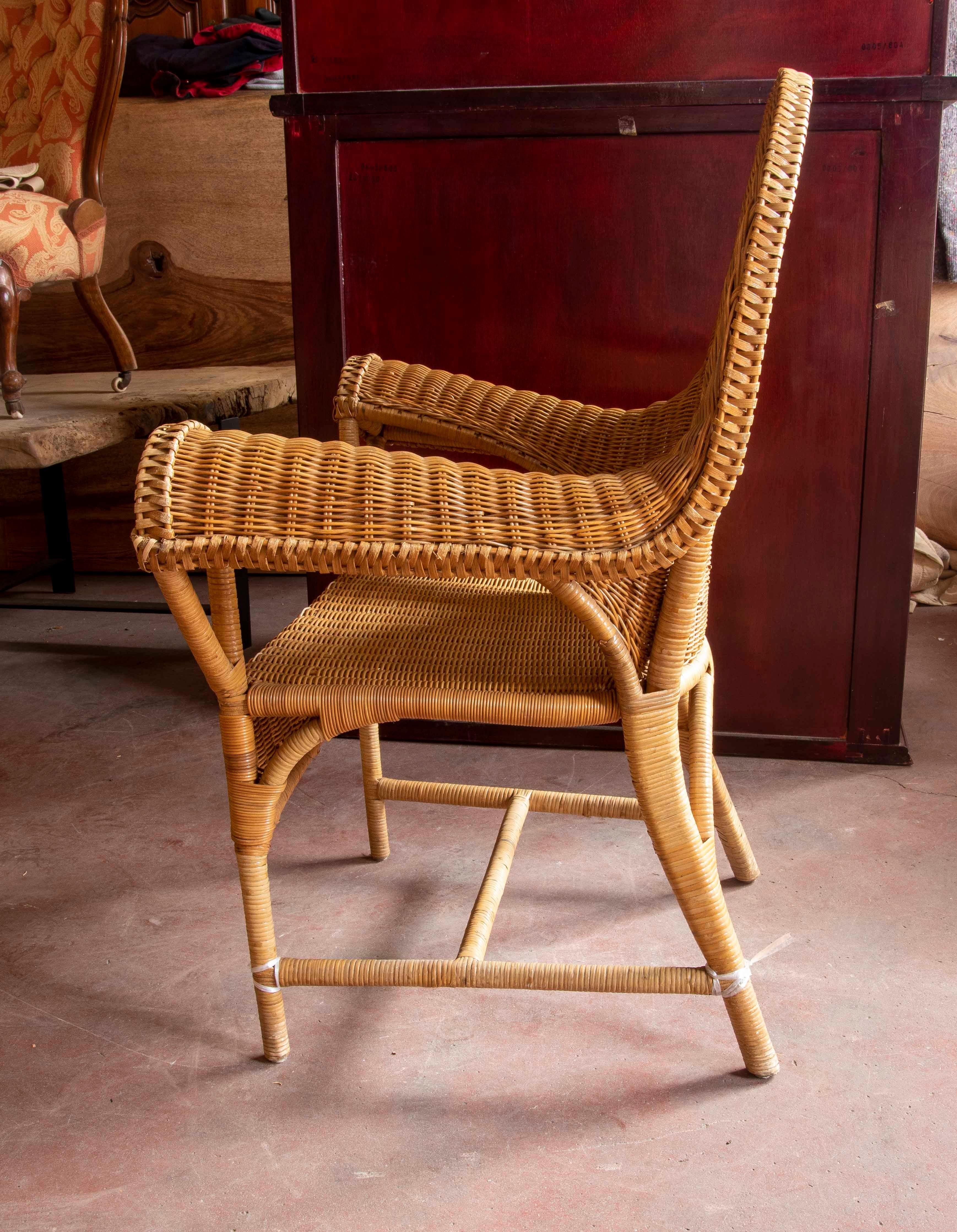20th Century Pair of Two Fabulous Bamboo and Wicker Design Armchairs  For Sale