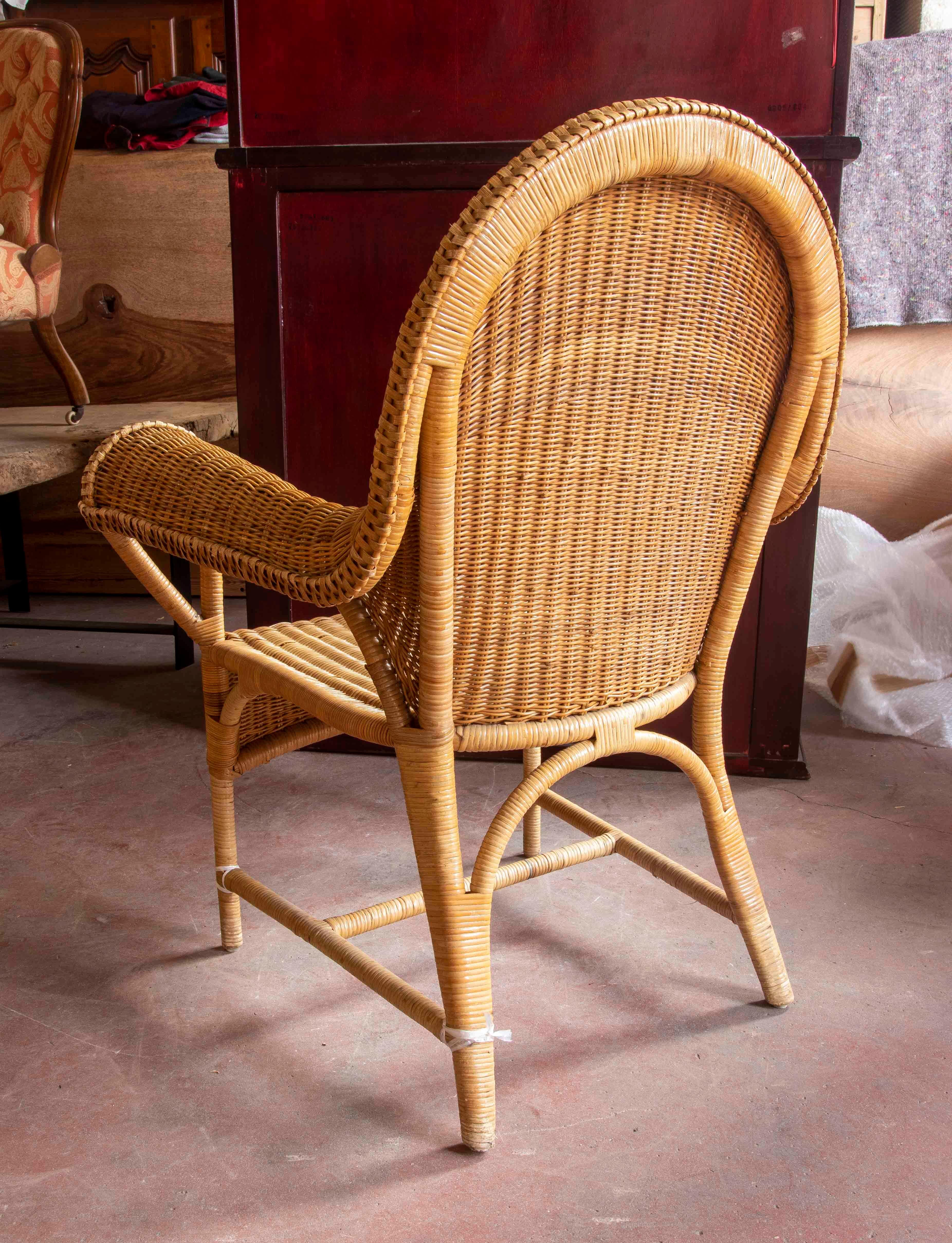 Pair of Two Fabulous Bamboo and Wicker Design Armchairs  For Sale 1