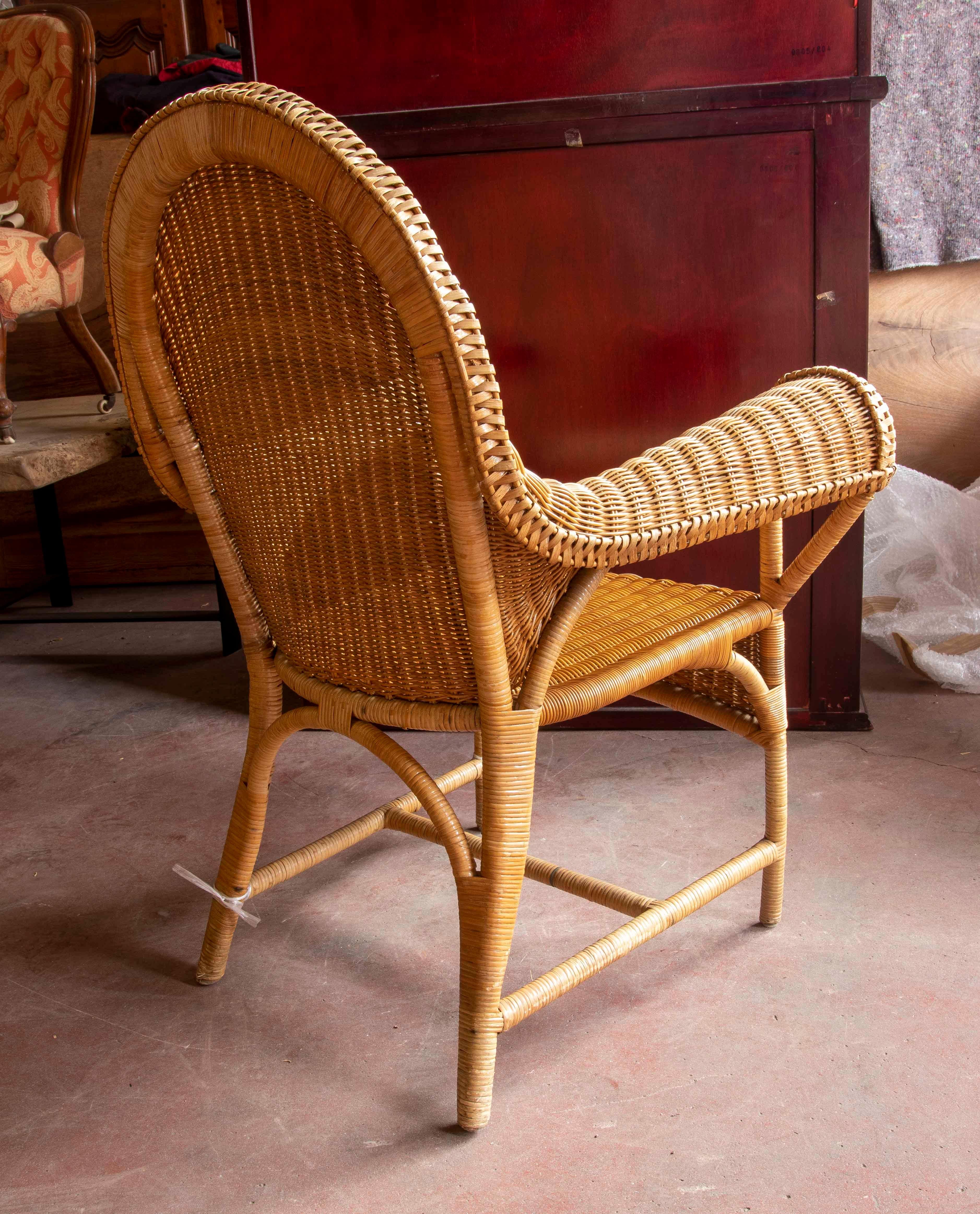 Pair of Two Fabulous Bamboo and Wicker Design Armchairs  For Sale 2
