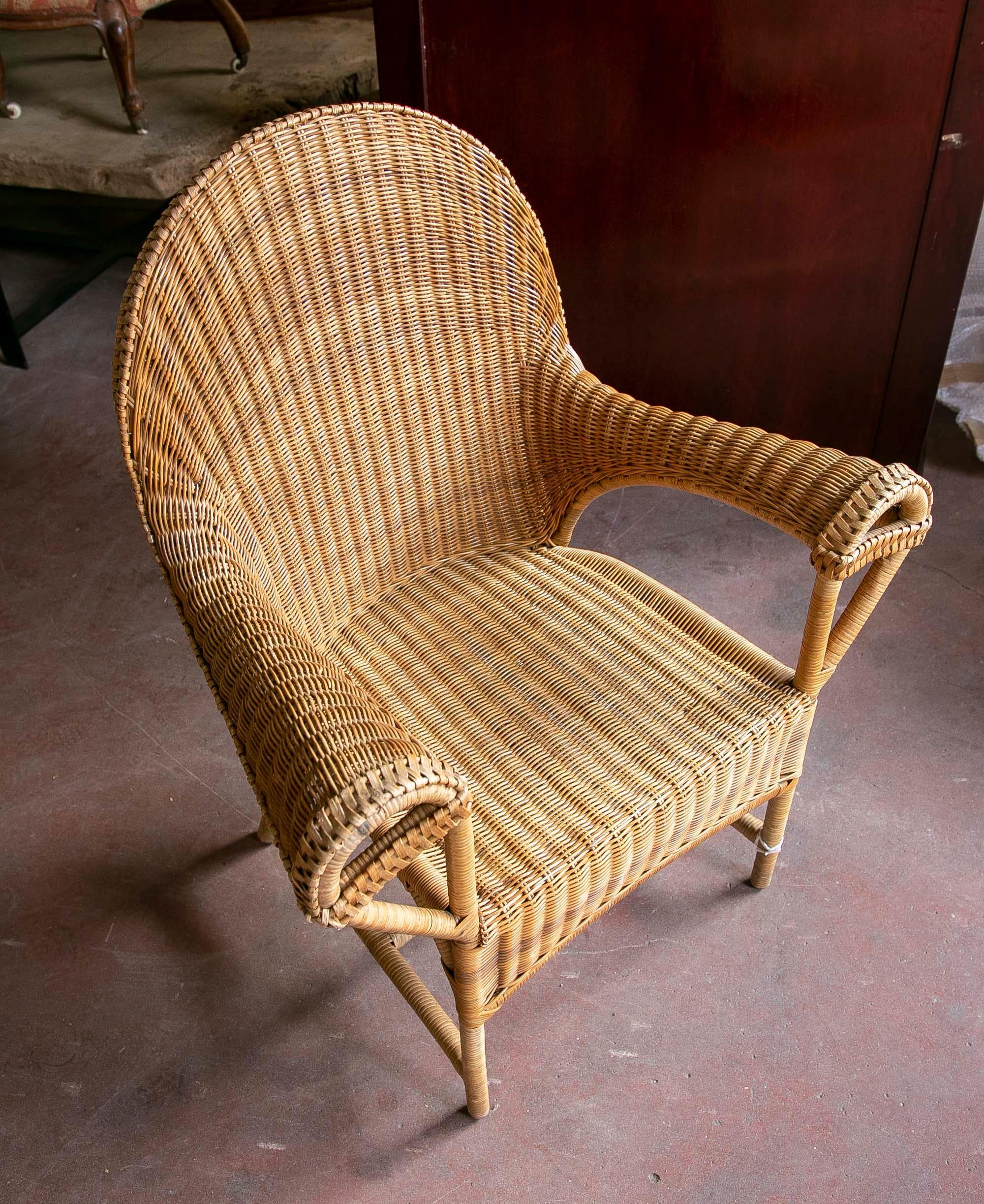 Pair of Two Fabulous Bamboo and Wicker Design Armchairs  For Sale 3