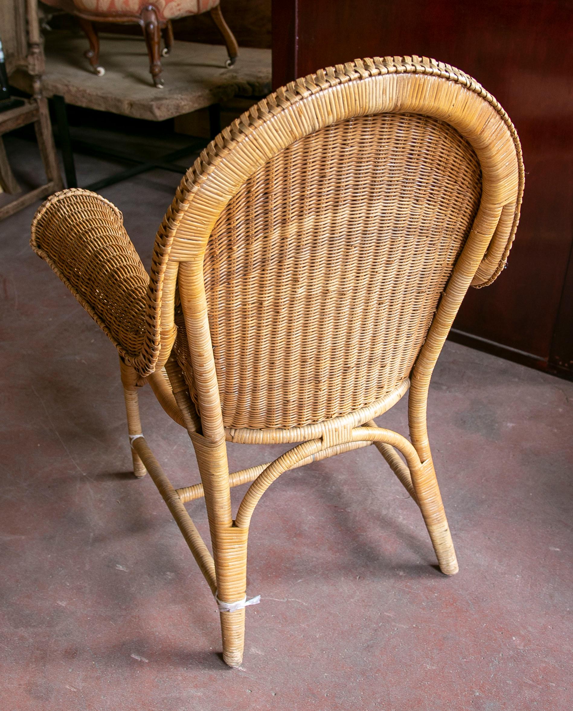 Pair of Two Fabulous Bamboo and Wicker Design Armchairs  For Sale 4