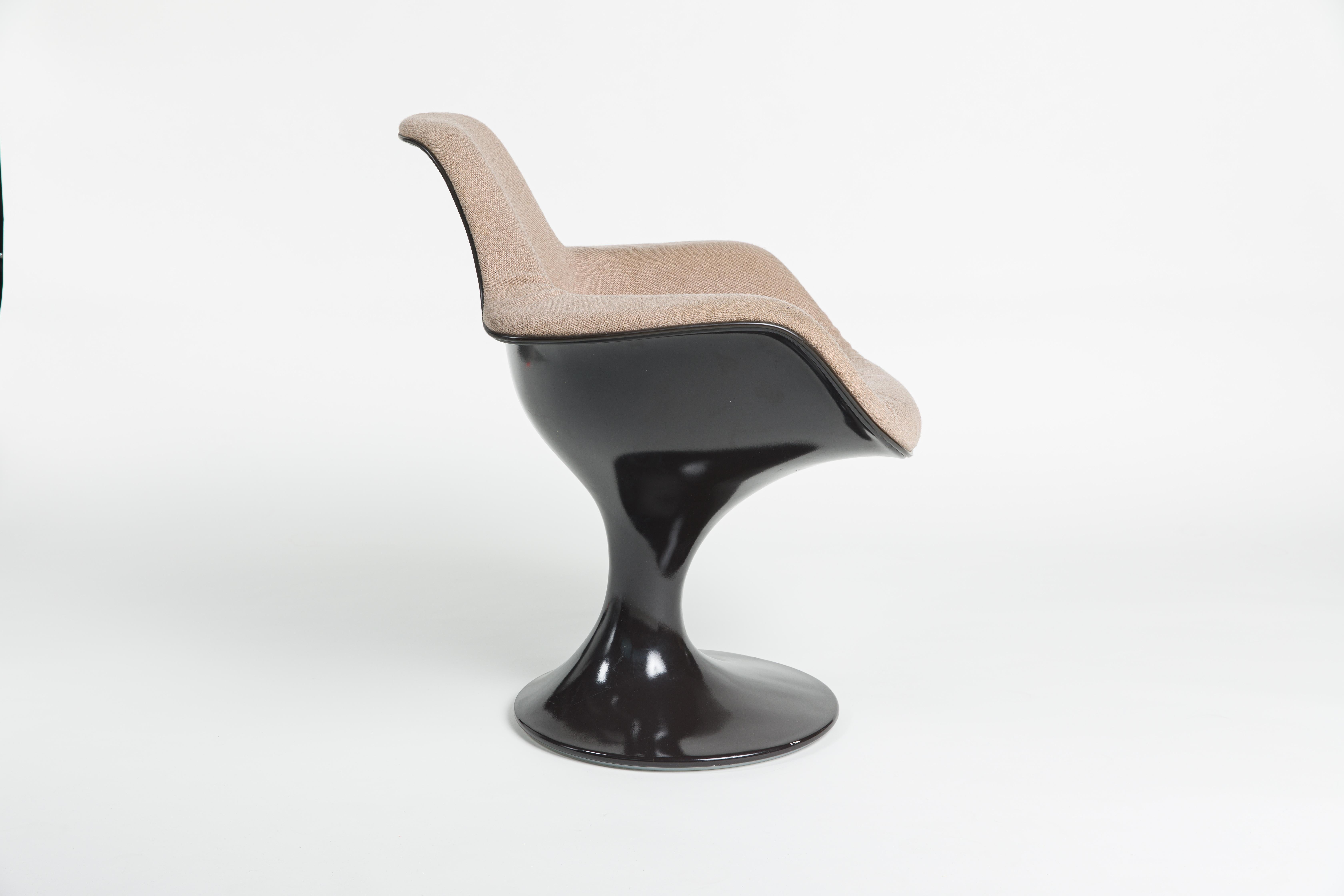 Mid-Century Modern Pair of Two Farner & Grunder Armchairs Orbit for Herman Miller Chair 2x Brown