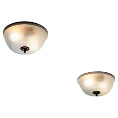 Pair of Two Flush Mount Lights by Fontana Arte Italy, 1950s