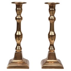 Pair of two French antique candlesticks in bronze, ca. 1890