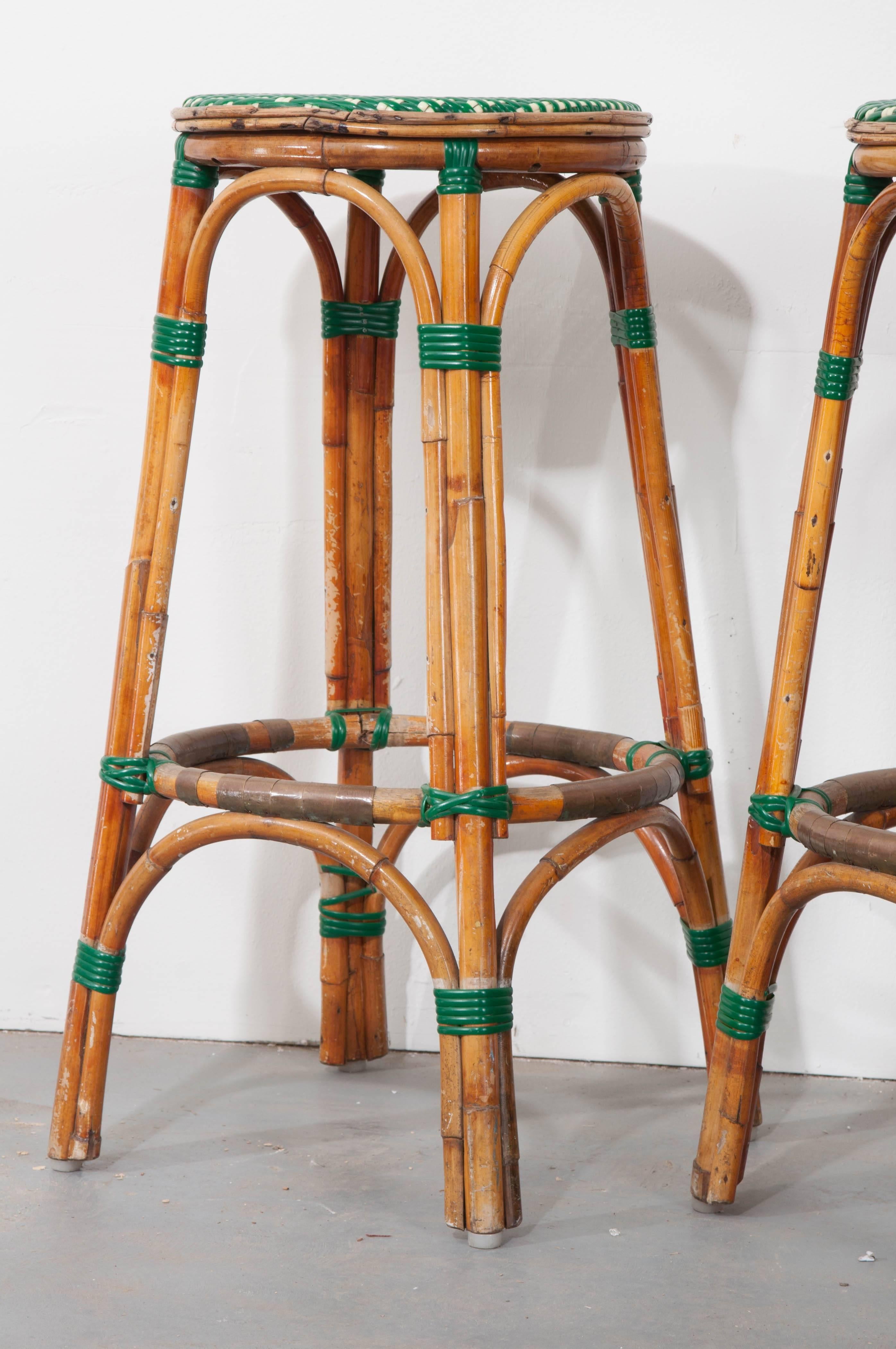 20th Century Pair of Two French Bistro Bar Stools