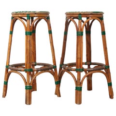 Vintage Pair of Two French Bistro Bar Stools