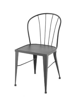 Sillas de jardín de hierro forjado marrón con cojines. Interior y exterior