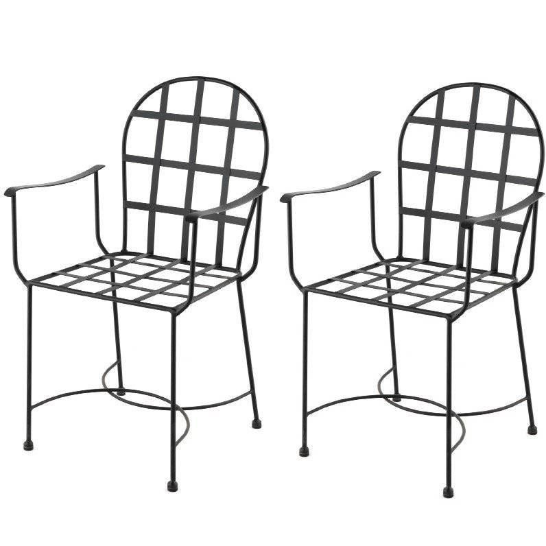 Fauteuils de jardin ou de salle à manger en fer forgé noir. Extérieur et extérieur en vente