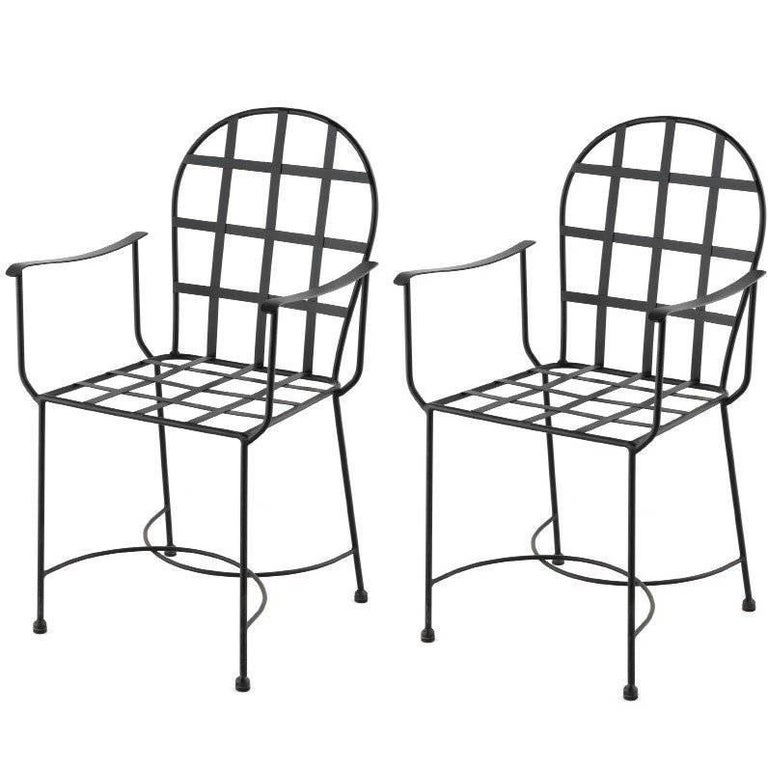 Garden Or Dinning Armchairs In Black Wrought Iron Indoor And Outdoor For Sale At 1stdibs