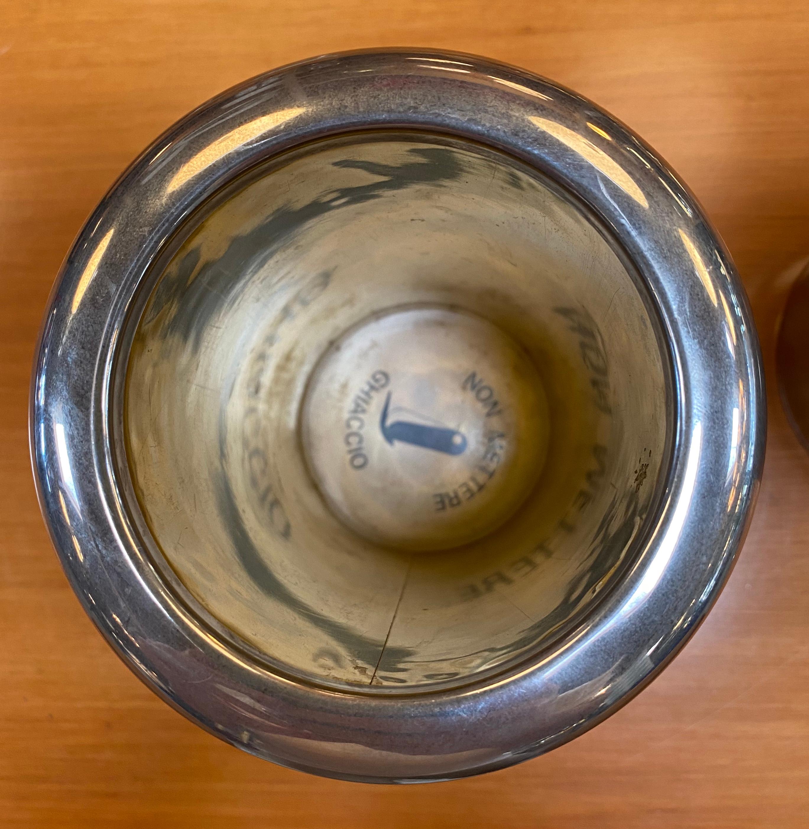 Pair of Two Gucci Silver Wine Ice Bucket Cooler Holder, 1970s In Good Condition In Los Angeles, CA